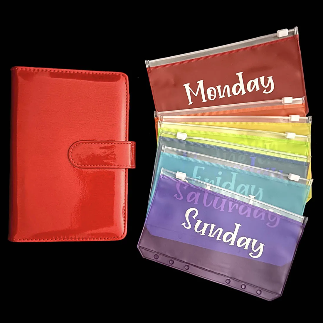 

8pcs/Set A6 Zipper Classified Receipt Bag Weekly Organization Storage Cash Wallet Moneybag for Loose Leaf Binder