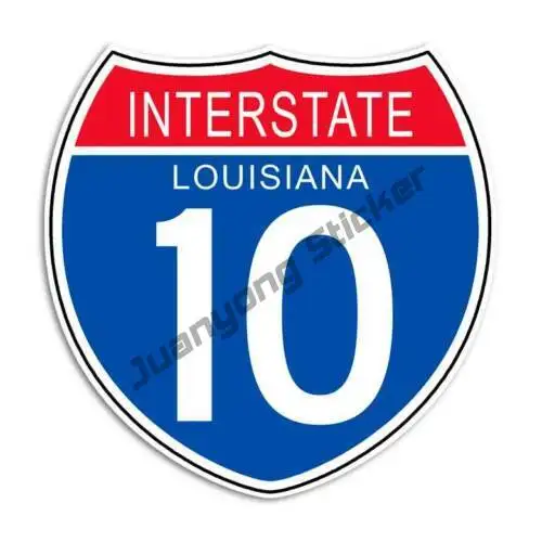 

Interstate 10 Sticker - Louisiana Highway Sign Decal Racing Rally Decoration Decal Motorcycle Helmet Sticker Accessories