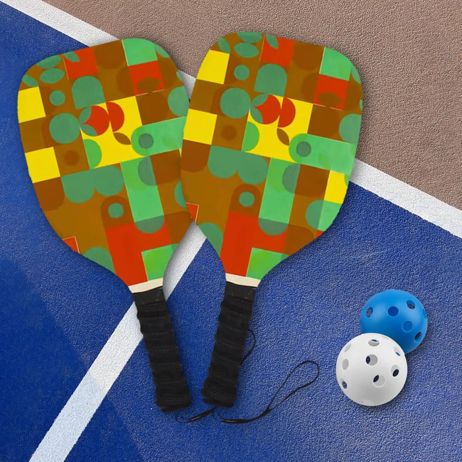 

Pickleball Paddles Set 2 Rackets 2 Balls Comfort Grip Racquets for Indoor Outdoor Use