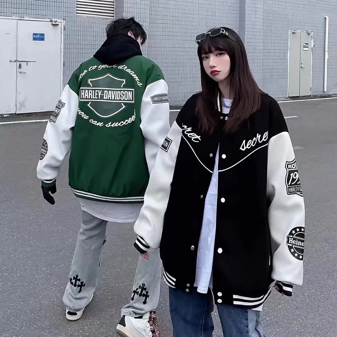 

American Alphabet Embroidery Baseball Uniform Autumn and Spring Men and Women Hip-hop Loose Jacket Student Trendy Brand Jacket