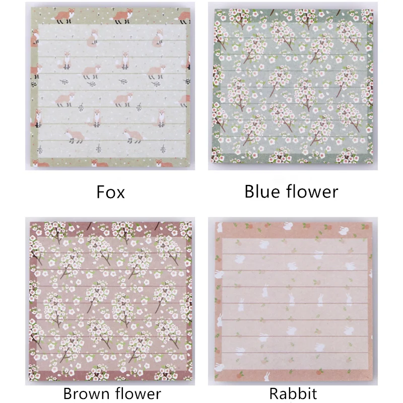 

1Pack/lot Cartoon Animal Small Flower Color Stripes Memo Pads Horizontal Line Notes Posted N Times Office Convenience Stickers