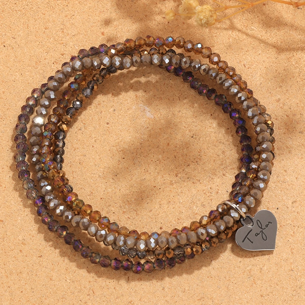 4 шт. / Набор 3x4 мм натуральный хрустальный шариковый браслет модный серебряный