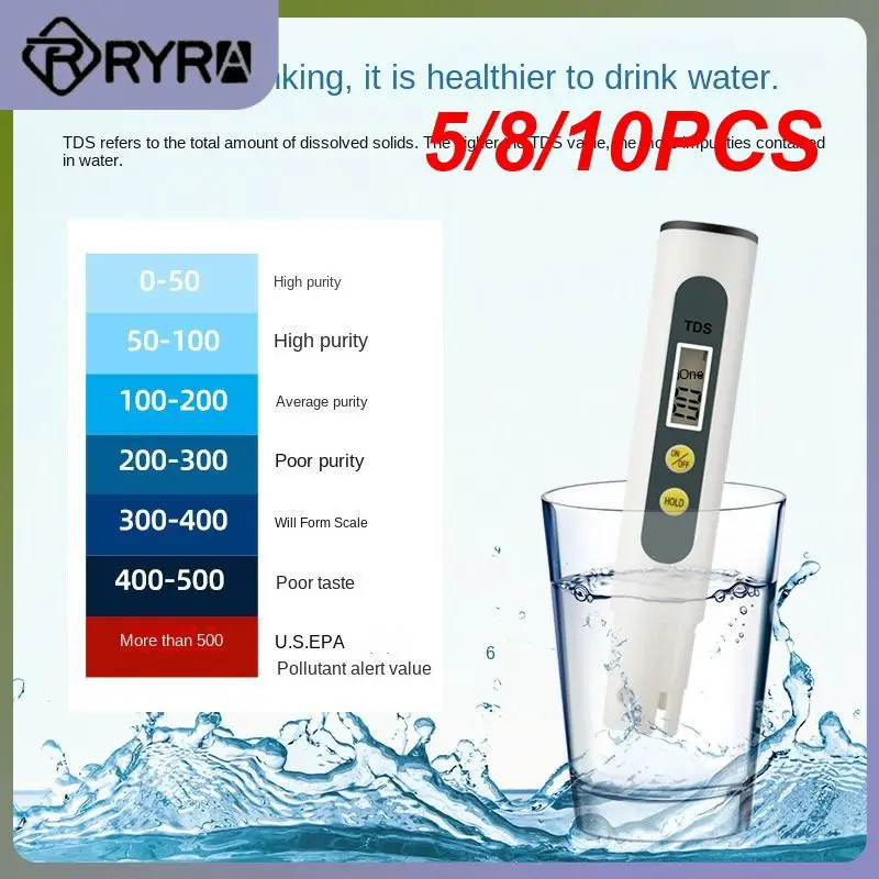 

5/8/10PCS Portable Ph Test Pen 3 Seconds Measurement Titanium Alloy Probe Acidity Meter Low Power