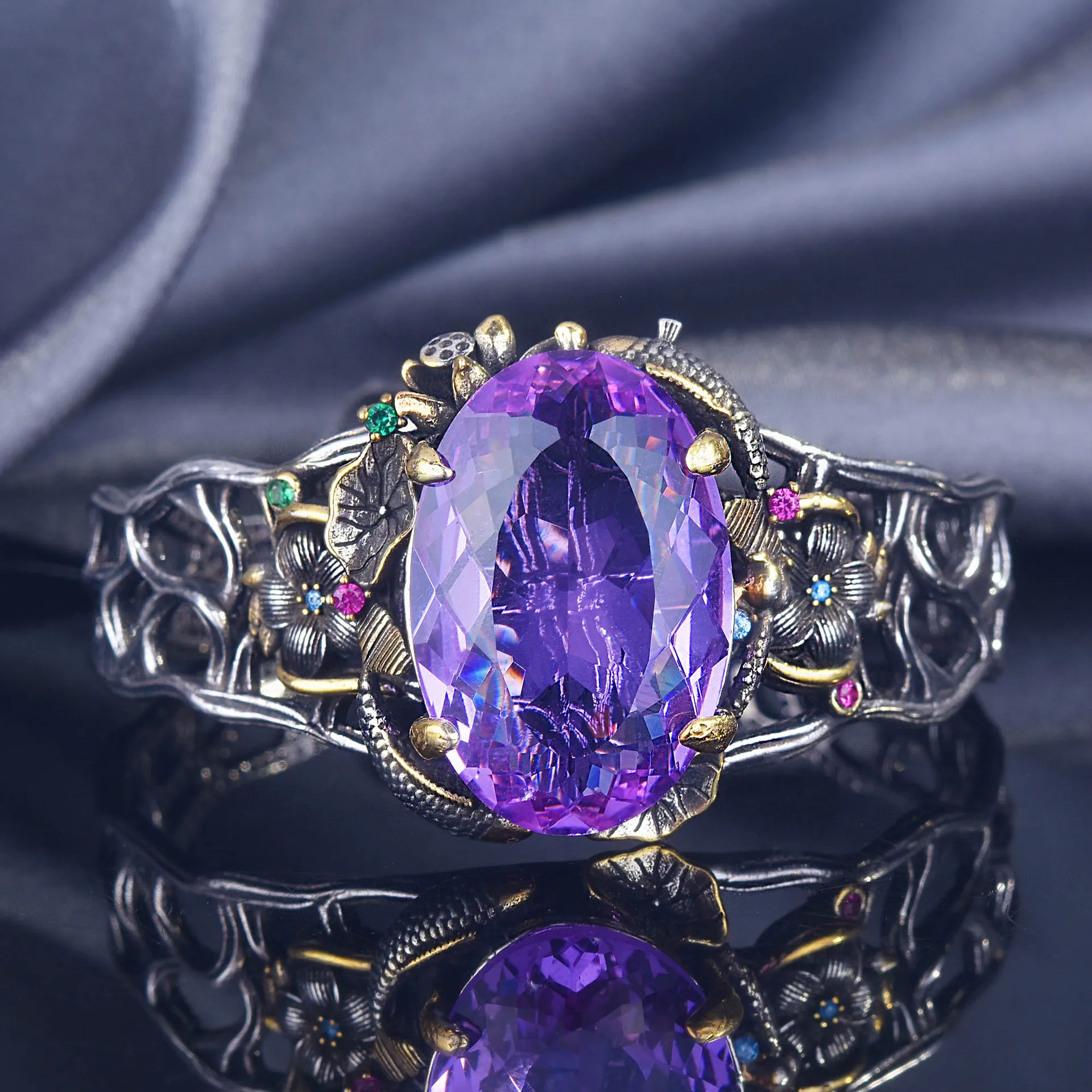 

Vintage Jewelry Bracelets Bangles For Women Purple Crystal Amethyst Bracelet Wedding Fine Jewelry Valentine Day Gift Adjustable
