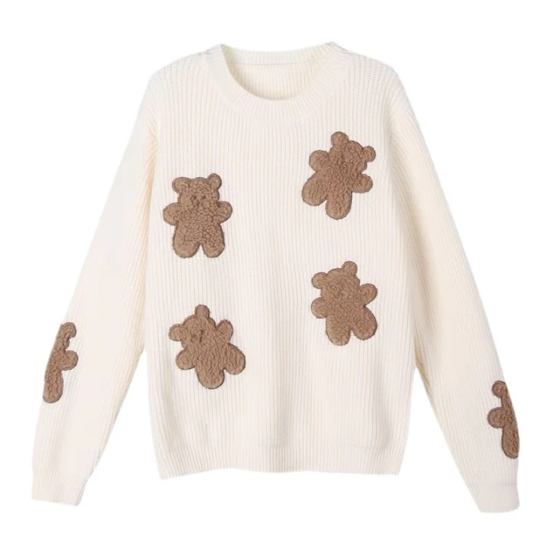 

2022 Japanese Sweet Loose and Lazy Wind Bear Pullover Sweater Women's Autumn New Student Soft Girl Knitted Top