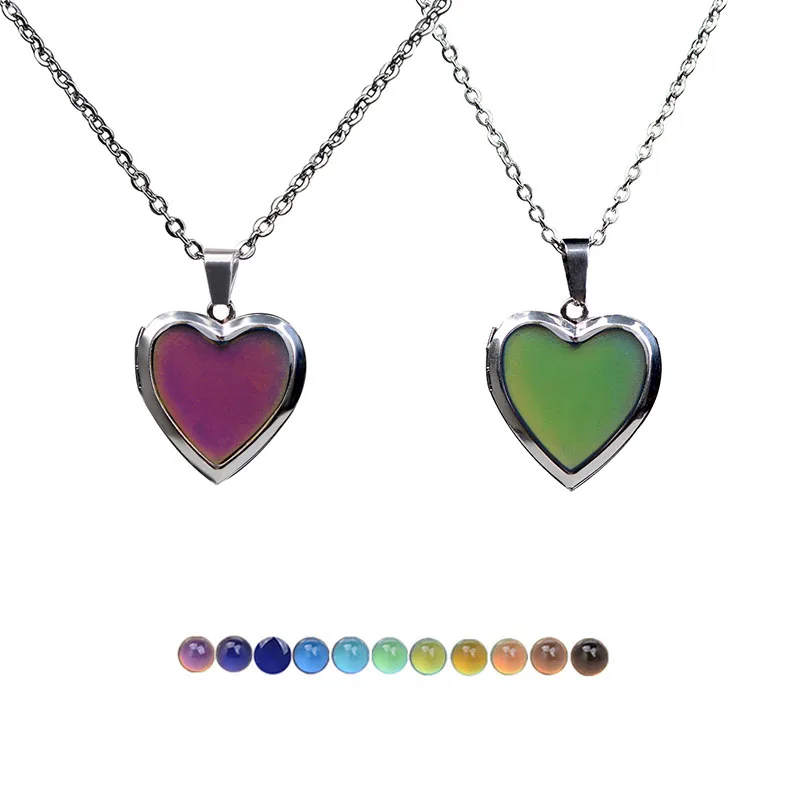 

New Luxury Ladies Necklace Trend Heart Pendant Color Change With Temperature Ladies Pendant Jewelry Gift