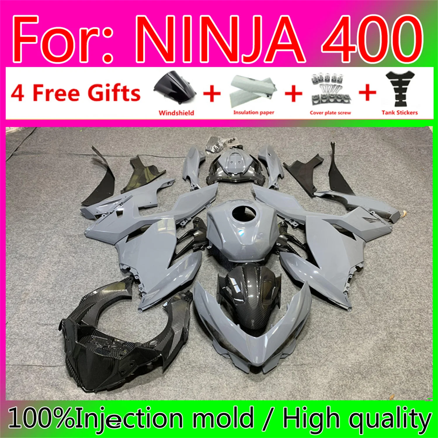 

New ABS Injection Molded Plastics Fairings Kit For Kawasaki Ninja400 Ninja 400 18 20 Kawasaki Ninja 400 18-20 Fairing white