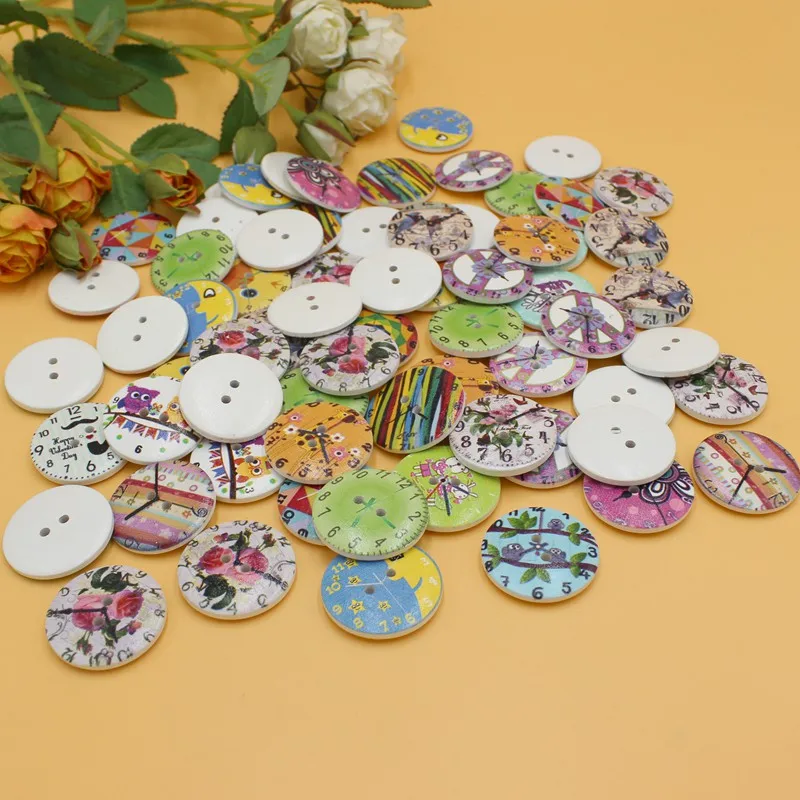 

10 шт., деревянные пуговицы, 30 мм