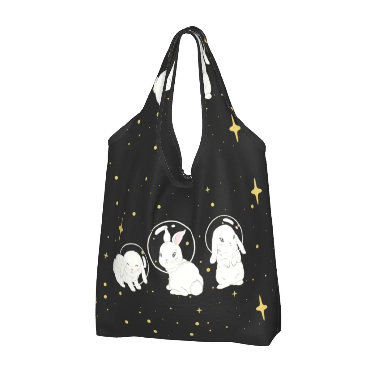 

Fashion Print Cute Space Little Bunny Tote Shopping Bags Portable Shoulder Shopper Rabbit Handbag