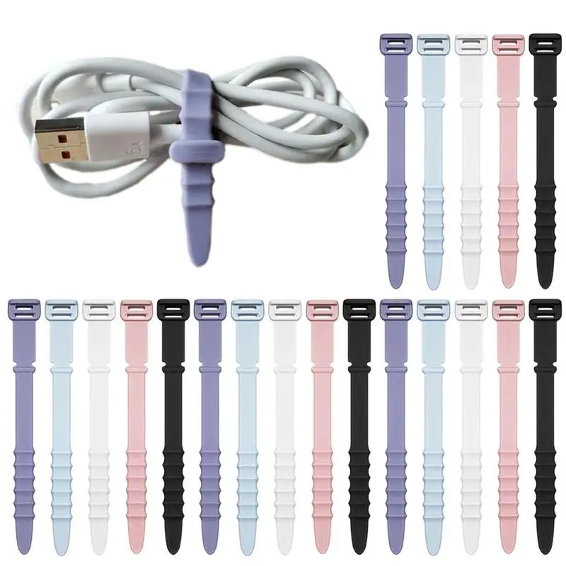 

Silicone Zip Ties 20pcs Reusable Wire Ties Silicone Zip Ties Adjust The Tightness At Will Not Easy To Lose For Cables Of