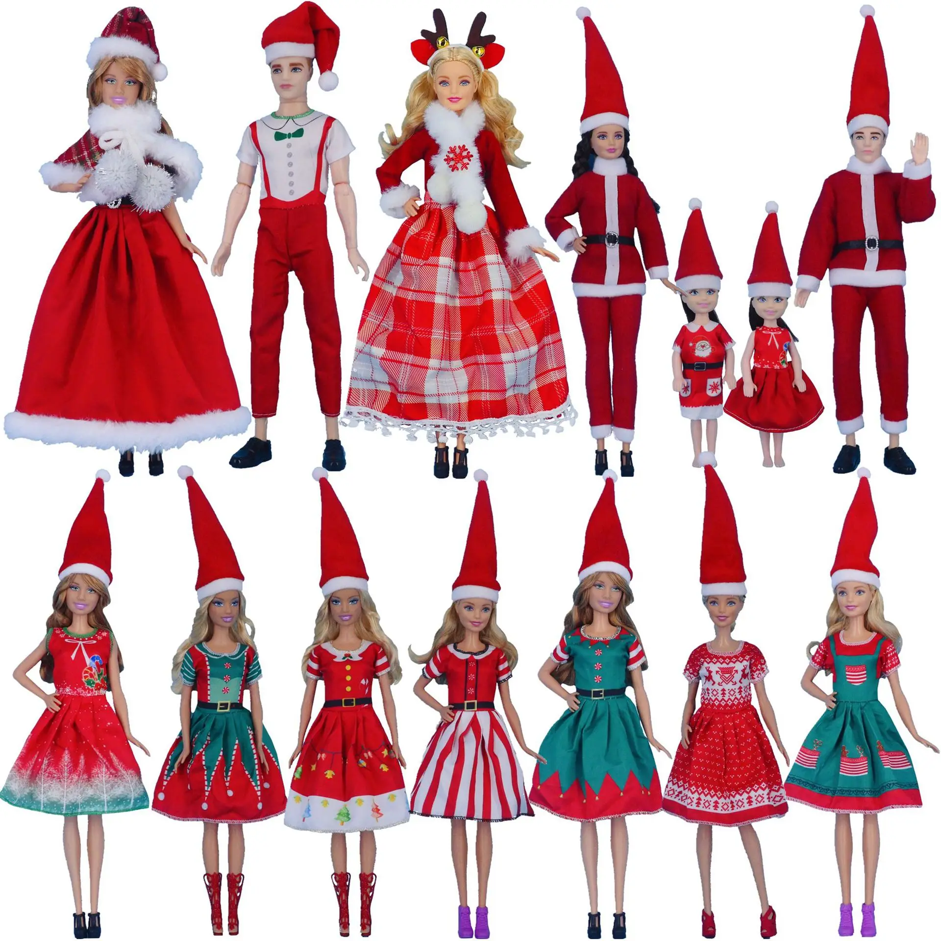 Barbies Clothes For 11inch 29cm Doll Christmas Dress Accessories Toy Santa Claus Set Ken Clothing Girl's Birthday Gift