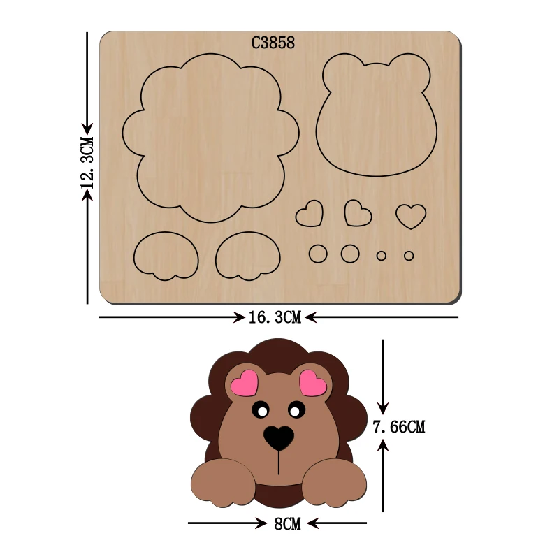Новые деревянные штампы с бантиком в виде льва для скрапбукинга C3858