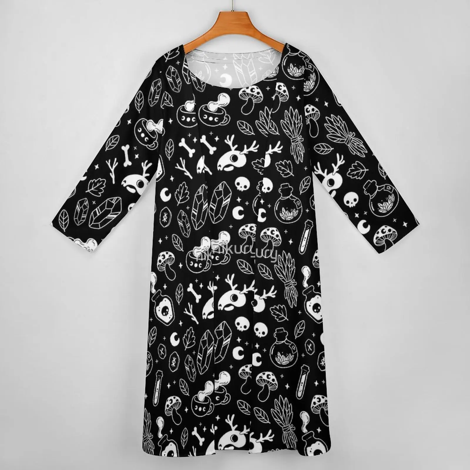 Ведьминские ингредиенты черно-белое платье Nikury элегантное макси на Хэллоуин