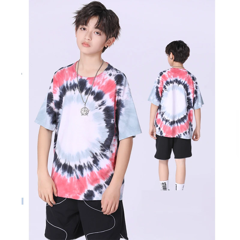 

Tie Dyed European And American Fashion Cotton Summer Children'S Wear Boys And Girls Hip Hop Casual Short Sleeve T-Shirt 2023 Ne