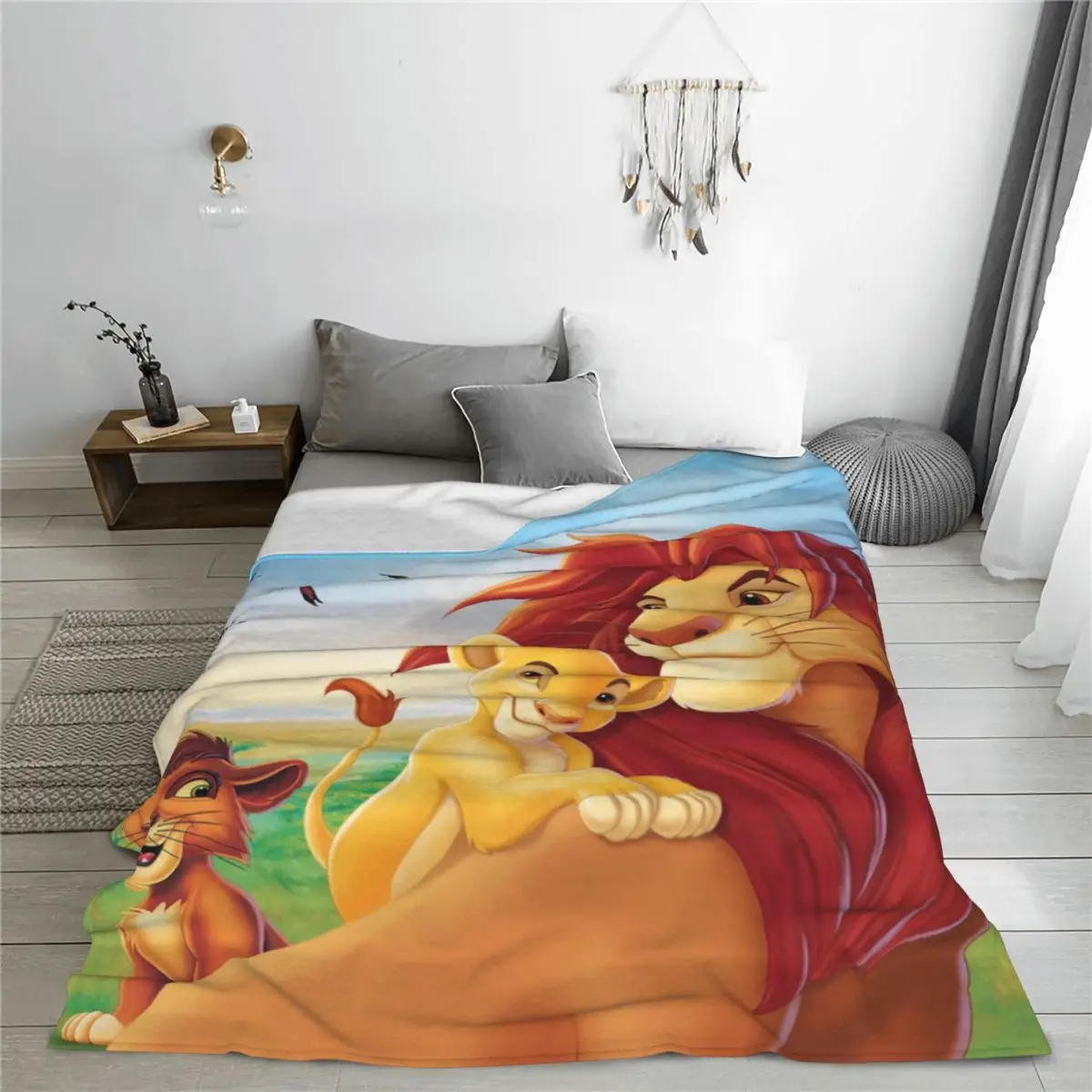 Lion King Simba Blanket Quality Soft Warm Throw Winter Camping Couch Chair Sofa Bed Print Bedspread