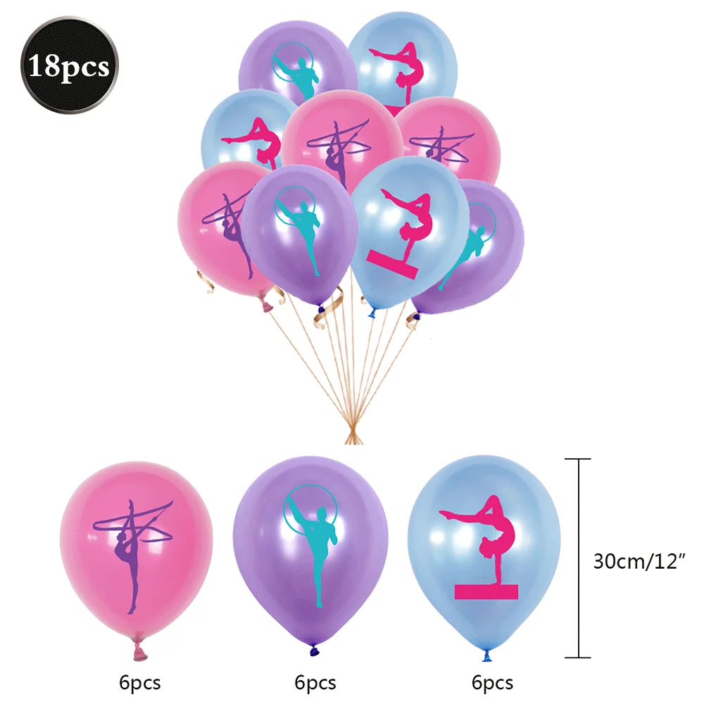

Гимнастические сувениры для вечеринки, баннер с днем рождения, гимнастические топперы для торта, латексный шар, художественная спортивная тема, украшение для дня рождения
