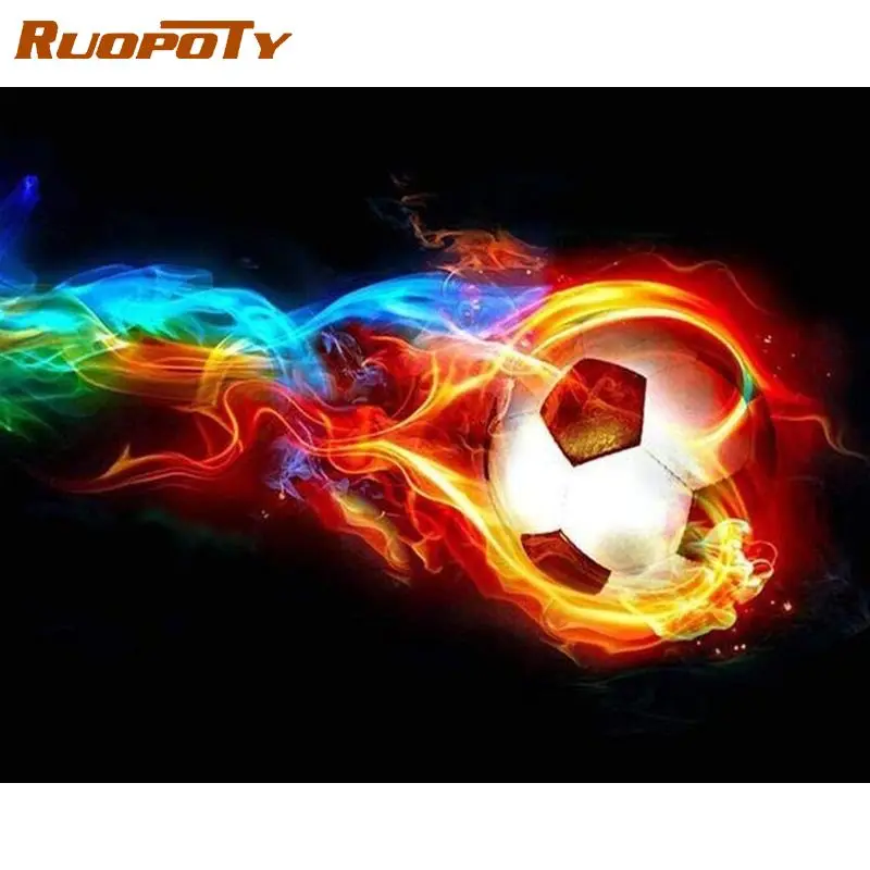 

RUOPOTY Acrylic Paint By Numbers Basketball Football Coloring On Numbers For Adults Unique Gift Home Decors Paint Kit Handmade