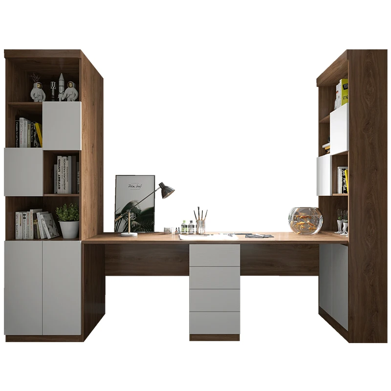 

Hot Sale Desktop Computer Desk One Wall Combination Cabinet Bedroom Corner with Door Double Study Table