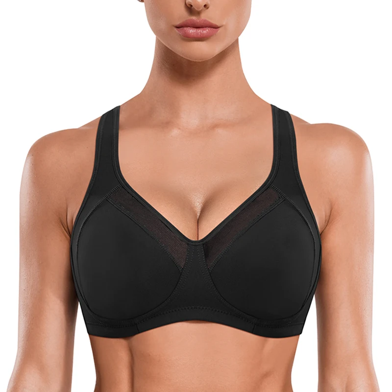 

Womens High Impact Underwired Sports Bra Full Figure Support Non Padded Workout Sportswear GYM Top 34 36 38 40 42 C D DD E F