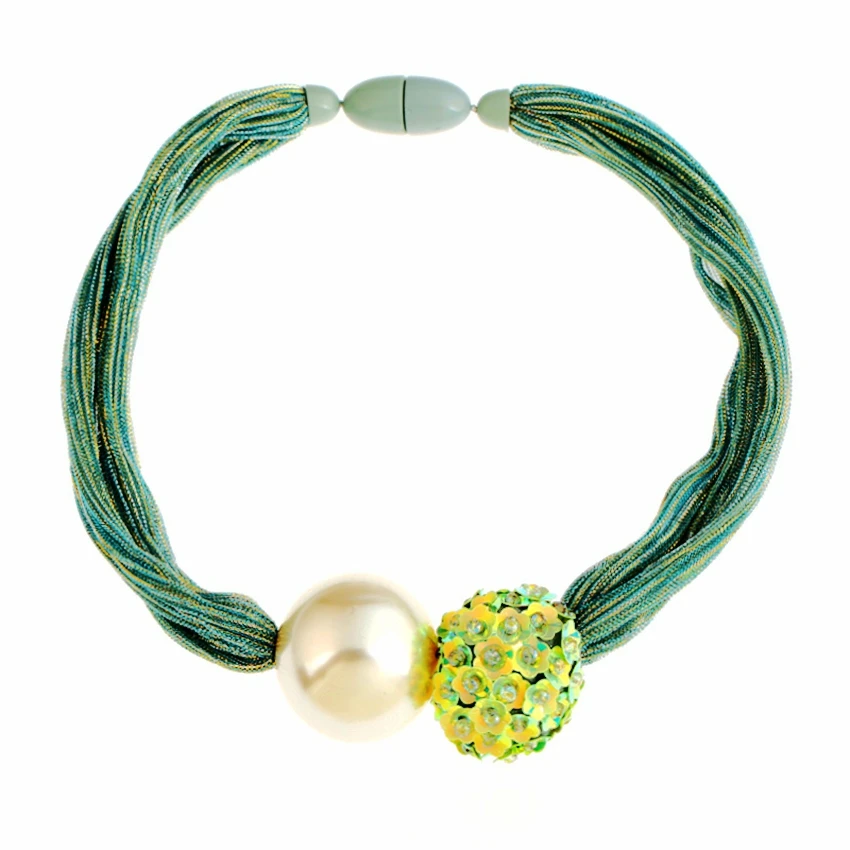

DiLiCa Trendy Choker Necklace for Women Ribbon Imitation Pearl Statement Chokers Bib Necklace Boho Maxi Jewelry