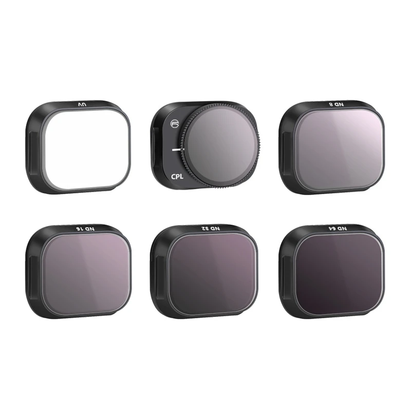 

OOTDTY 6pcs For Mini 3 Pro Drone Filter Aluminum Alloy Adjustable Light Reduction ND8 ND16 ND32 ND64/UVCPL ND32 ND64 Accessories