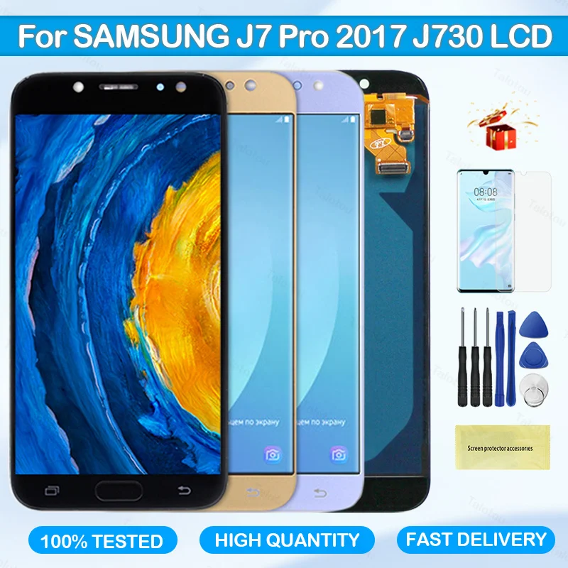 ЖК-дисплей Super Amoled для Samsung Galaxy J7 Pro 2017 J730 J730F, ЖК-дисплей с сенсорным экраном, дигитайзер, дисплей J730GM, запасные части