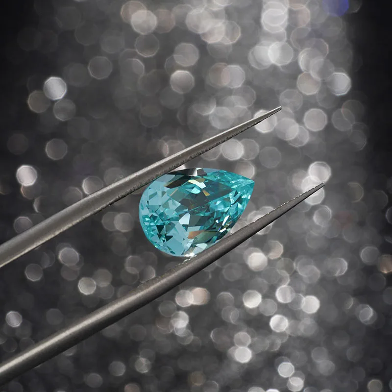 Paraiba Color Lab выращенный сапфир свободный камень грушевидной формы для установки