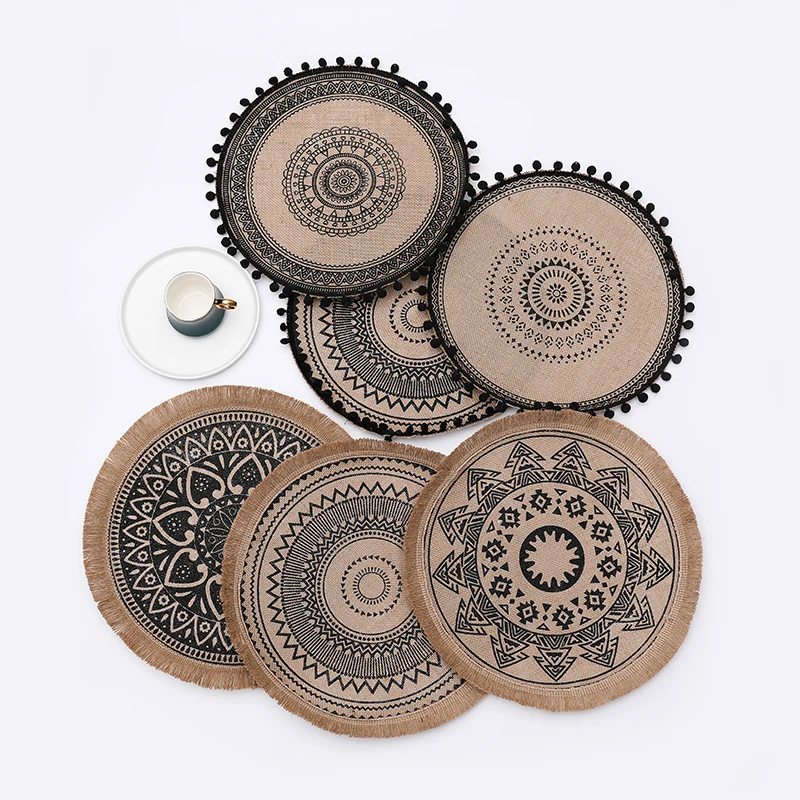 ROUND Wooden Placemat For Dining Table Mat For Coffee Tables Tableware Plates Cup Pads Kitchen Accessories Utensils for kitchen