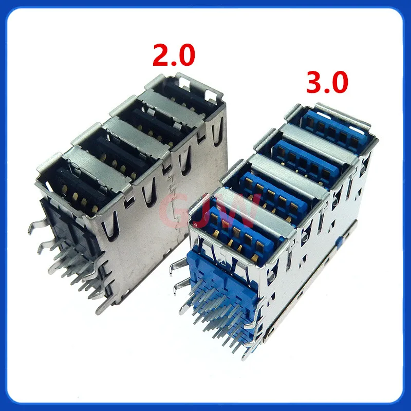 Высокоскоростная розетка USB 2.0 3.0 1 шт. 90 ° Jack Женский разъем для зарядки типа AF