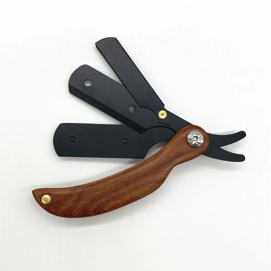 Мужская Компактная ручная мини-бритва с прямым краем из нержавеющей стали