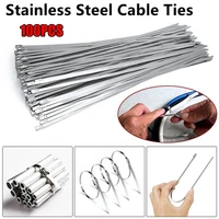 100 pcs stainless steel cable ties locking metal zip exhaust wrap coated multi purpose locking cable ties