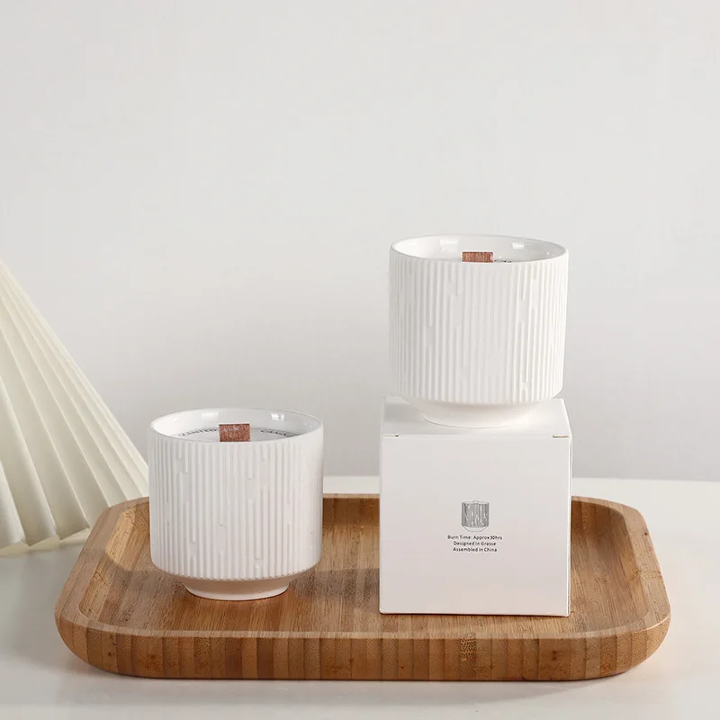 Керамические банки ароматерапия соевый воск ароматические свечи с деревянным