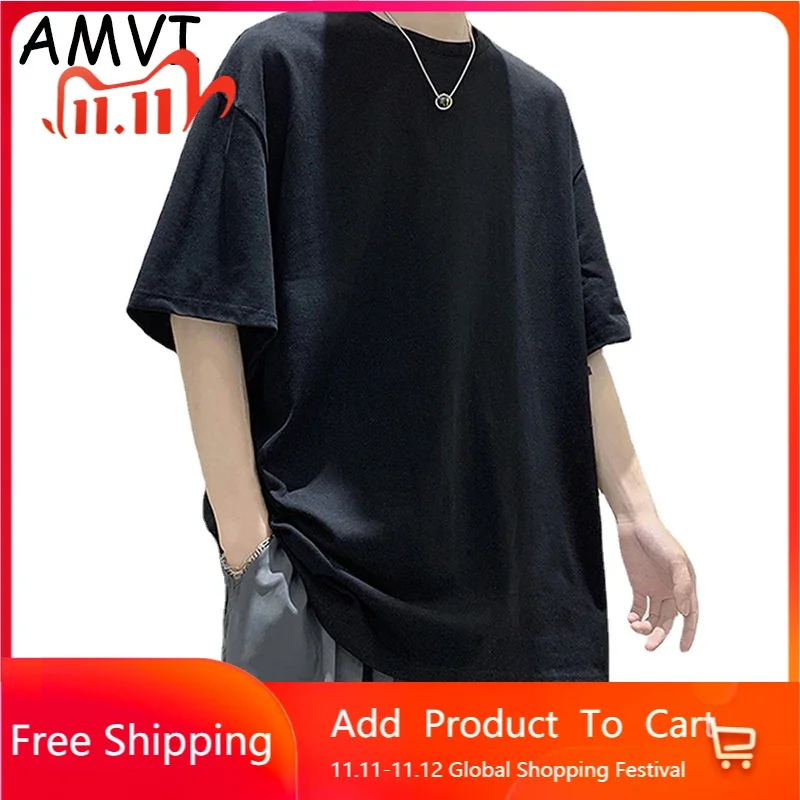 

Men Clothing Oversized T-shirt Thermal Blouse Shortness Sleeve O-neck Male Tops Tee Casual Basic Shirt Five Half Short Sleeves