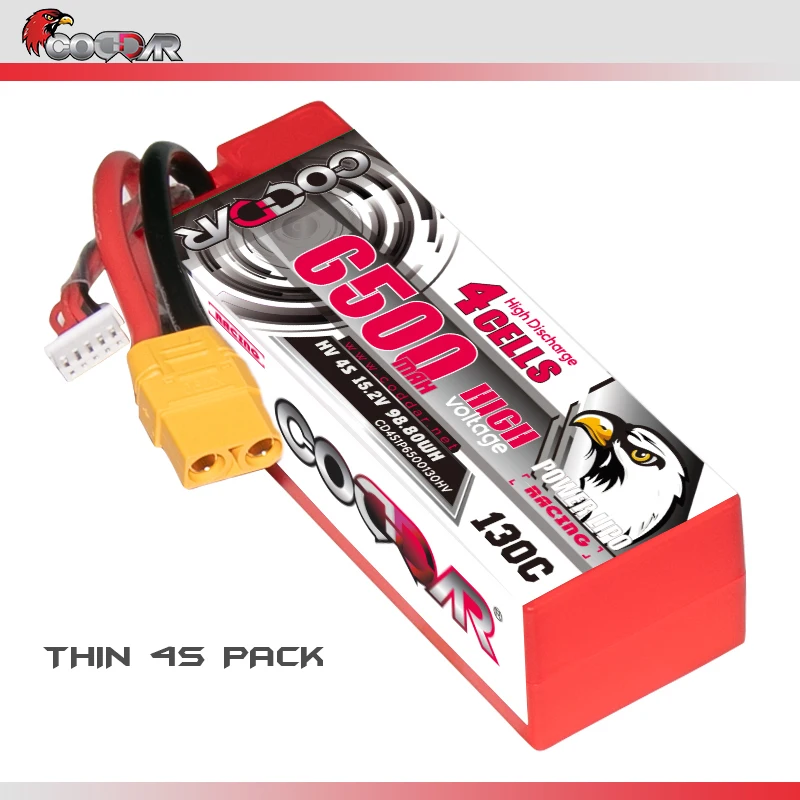 

CODDAR HV Lipo 4S 15.2V Battery 6500mAh 130C Racing T XT60 XT90 EC5 XT150 Plug For HardCase for RC Car Truck Truggy Buggy Boat