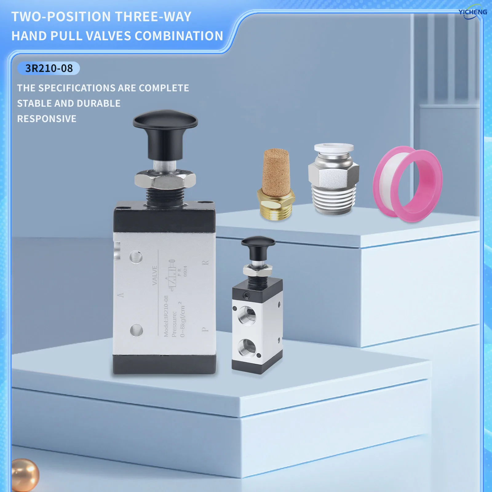 Пневматический электромагнитный клапан YICHENG PNEUMATIC 3-ходовой 2-позиционный