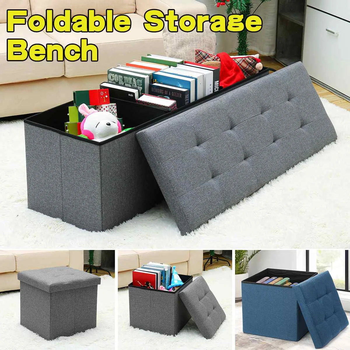 

110x38x38cm Foldable Storage Stool Large Capacity Toy Organizer Cotton Cloth Box Multifunctional Sofa Storage Stools