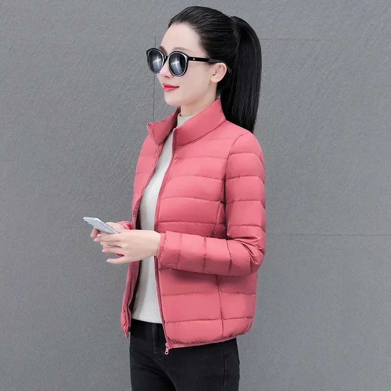 Winter New Women's Down Coat Cropped Stand Collar Lightweight Two-Open Slims Smooths Your Silhouette Warm Duck Jacket