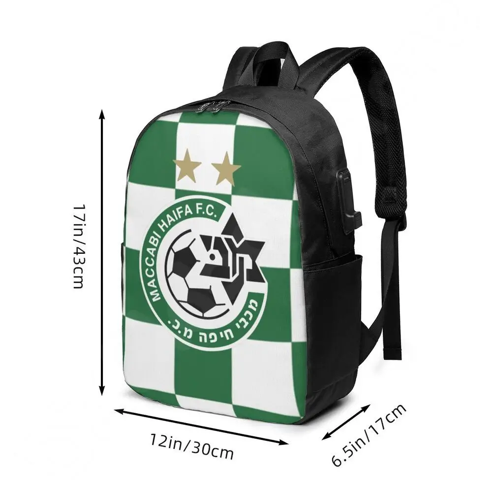 Maccabi Haifa Fc Travel Laptop Backpack Bookbag with USB Port College School Computer Bag for Women Men Student School Bag