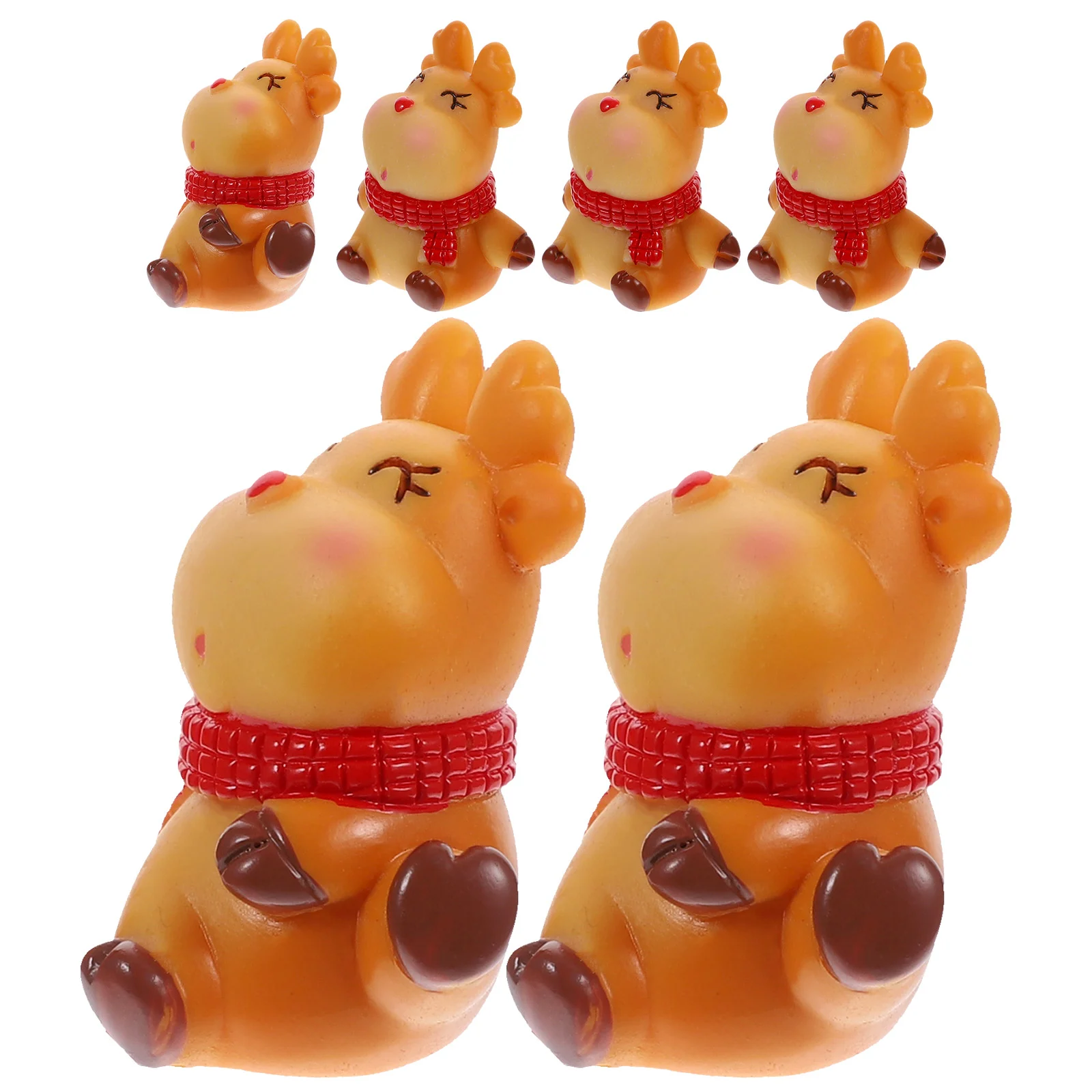 

6pcs Christmas Deer Statue Landscaping Adornment Fairy Garden Decor Accessory