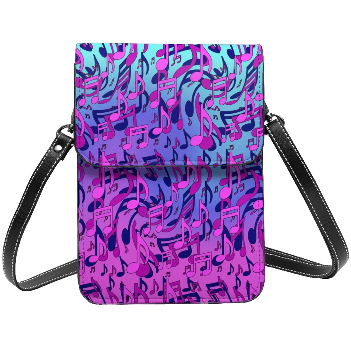 

Женская кожаная сумка через плечо с принтом музыкальных нот