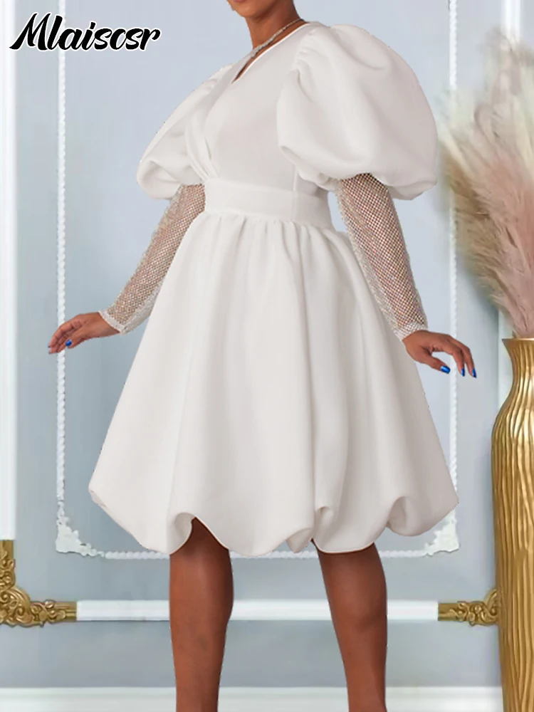 Mlaiscsr Элегантное роскошное красное платье трапециевидной формы с v-образным