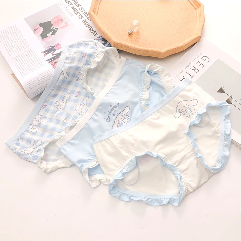 

Sanrio Cute Kuromi Cinnamoroll Cartoon Printing Modal Antibacterial Seamless Kawaii Anime Triangle Lace Underwear Girls Gift New