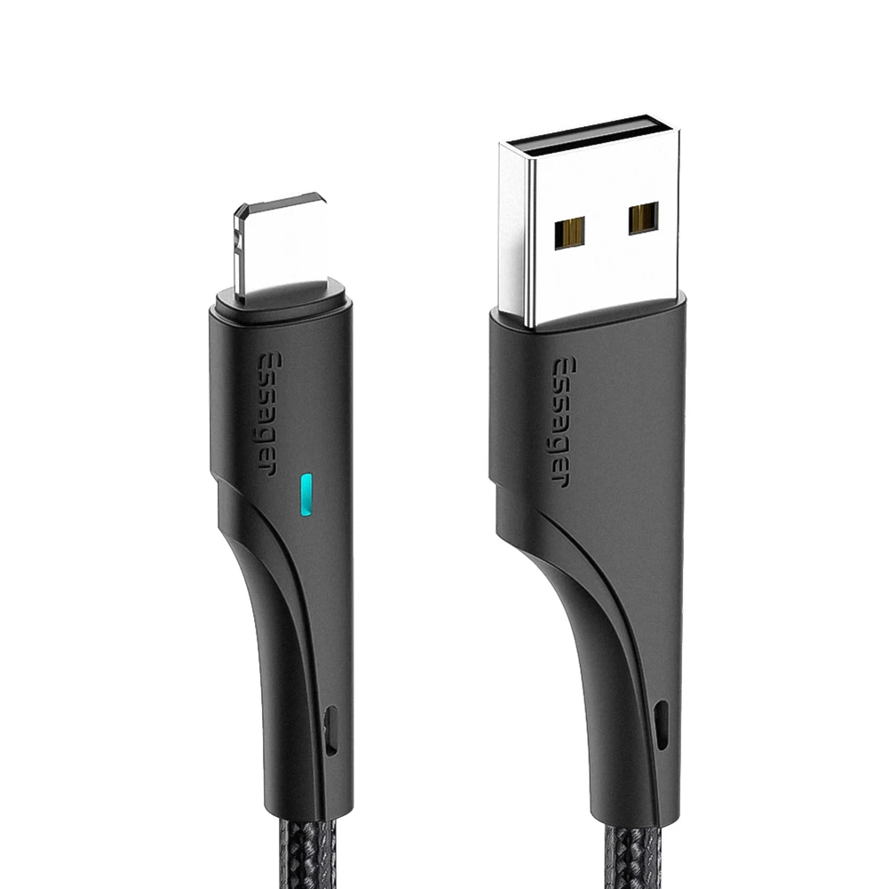 

Essager USB to 8 Pin Cable Data Transfer 2.4A Fast Charging Cable for iPhone/iPad (Black) Charging Accessory