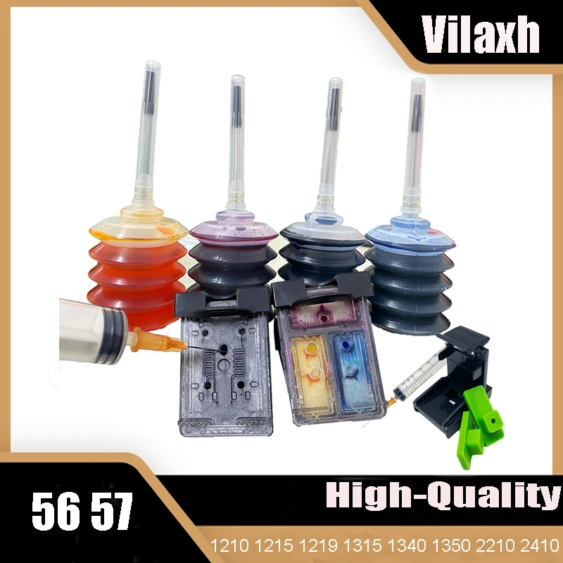 Vilaxh for hp 56 57 refillable Ink Cartridge Replacement For HP56 57 Deskjet 5150 450CI 5550 5650 7760 PSC 1315 1350 2110 2210