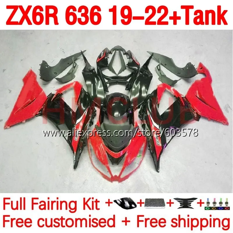 

+ Инъекция резервуара для KAWASAKI NINJA ZX-6R ZX636 ZX 6R 636 Φ ZX6R 19 20 21 2019 2020 2021 2022 обтекатель 206No.22 в наличии красный