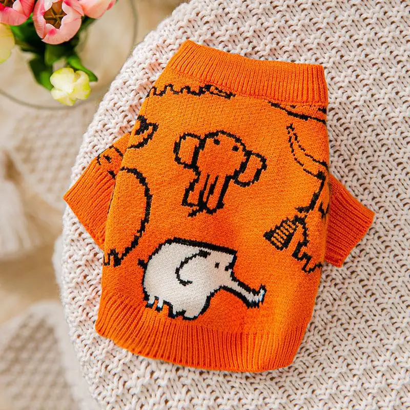Small Dog Clothes Pet Sweater Autumn Winter Knitted Wool Pullover Cute Pattern Sweet Coat Soft Warm Jacket Bulldog Chihuahua Pug