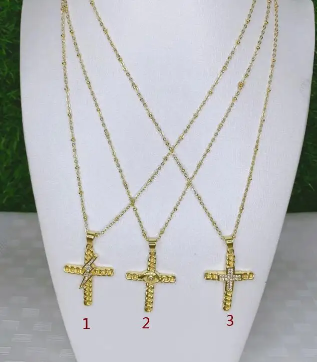 

1 шт. подвеска с крестом молнией глаз подвески золотые микро паве Чокеры ожерелье кубический цирконий Женская бижутерия подарок dsf3s