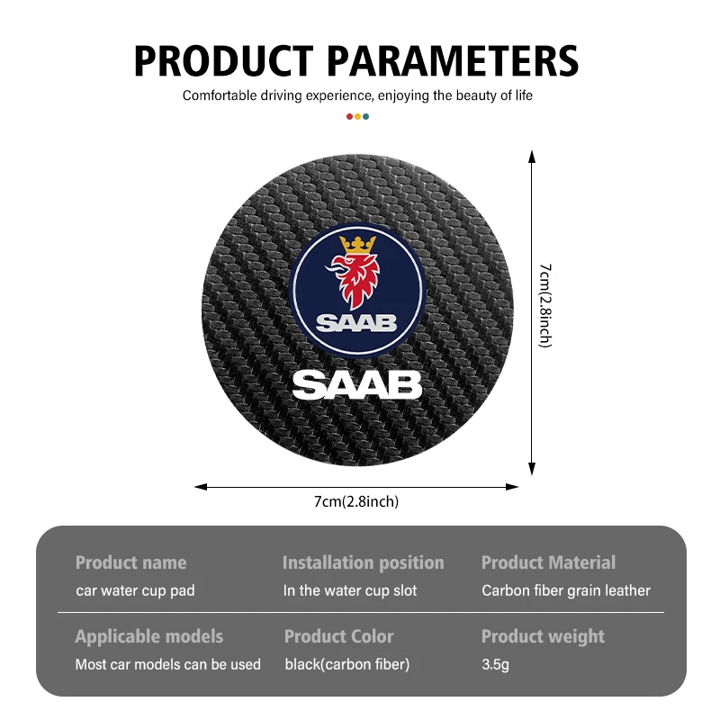 2 шт. нескользящий коврик для держателя стакана воды SAAB 9-3 9-5 93 9000 900 9-7 600 99 9-X 97X Turbo X