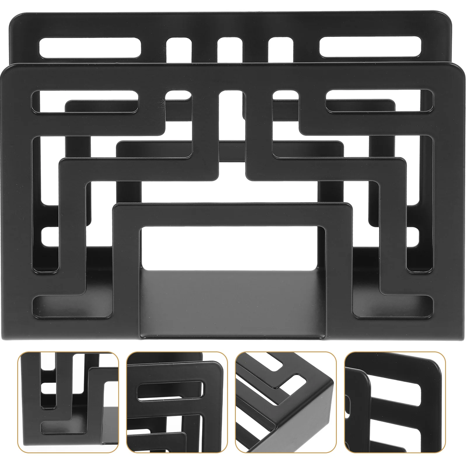 

Para Mesa De Tabletop Paper Organizer Napkin Holder Rustic Dispenser Storage Rack Hollow