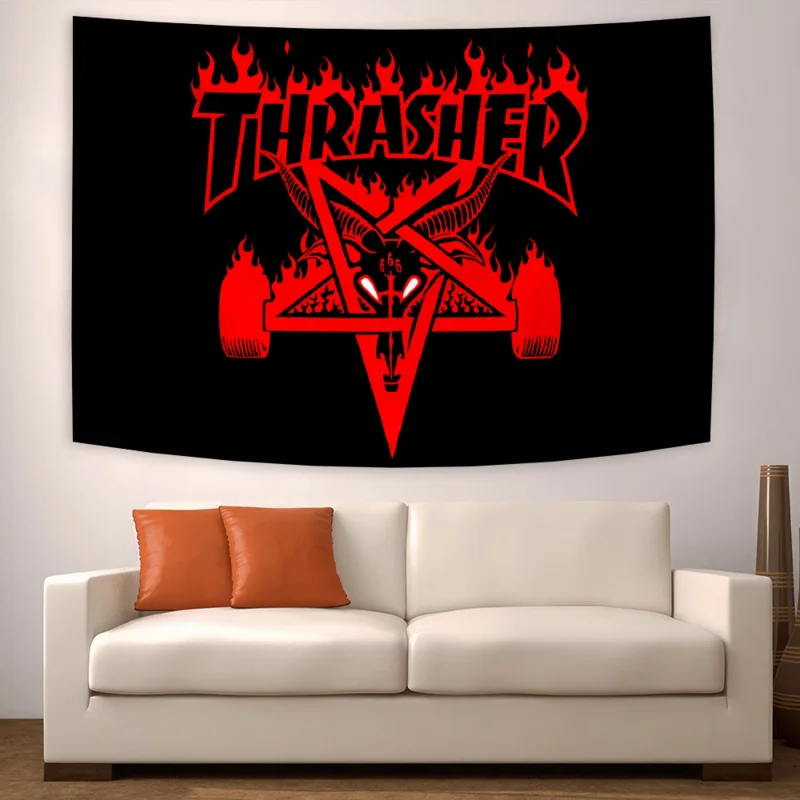 

90 x150cm Thrasher Tapestry Polyester Printed Skate Banner For Decor Flag